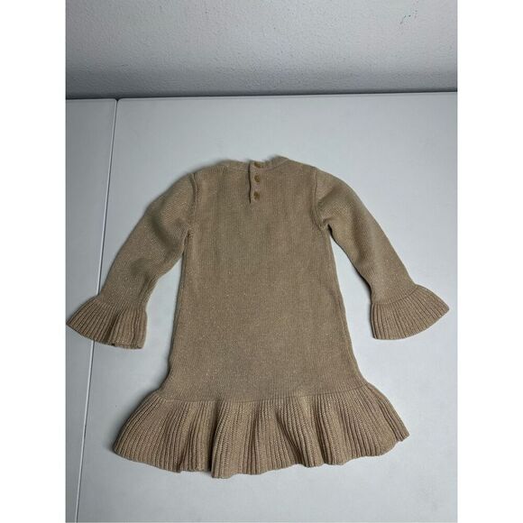 Maggie & Zoe Girls Knit Rushed Sweater Dress Gold Tan Size 3T Cotton Blend - Picture 8 of 9